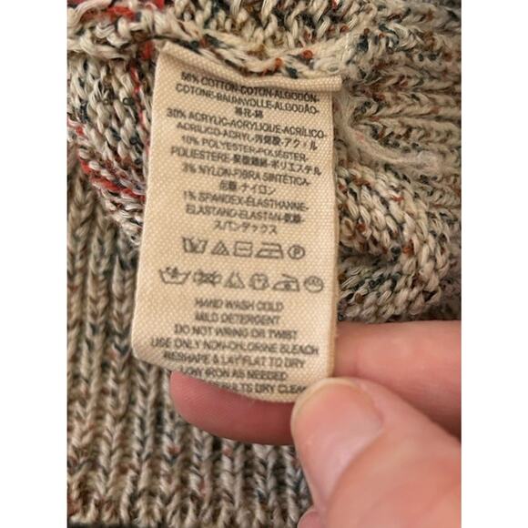 Free People Women's Ivory Zig Zag Cotton Knit Sweater Pullover Jumper Size M - Picture 7 of 9